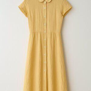Reformation Linen Butter Yellow Midi Dress with Pockets – Size 2